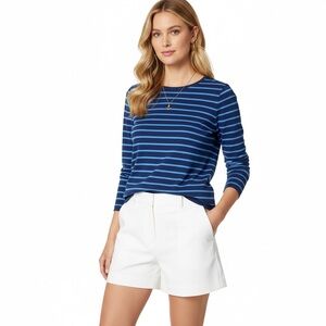 J Mclaughlin Womens Poet Sweater Long Sleeve Stripe Nautical Cotton Modal Sz M